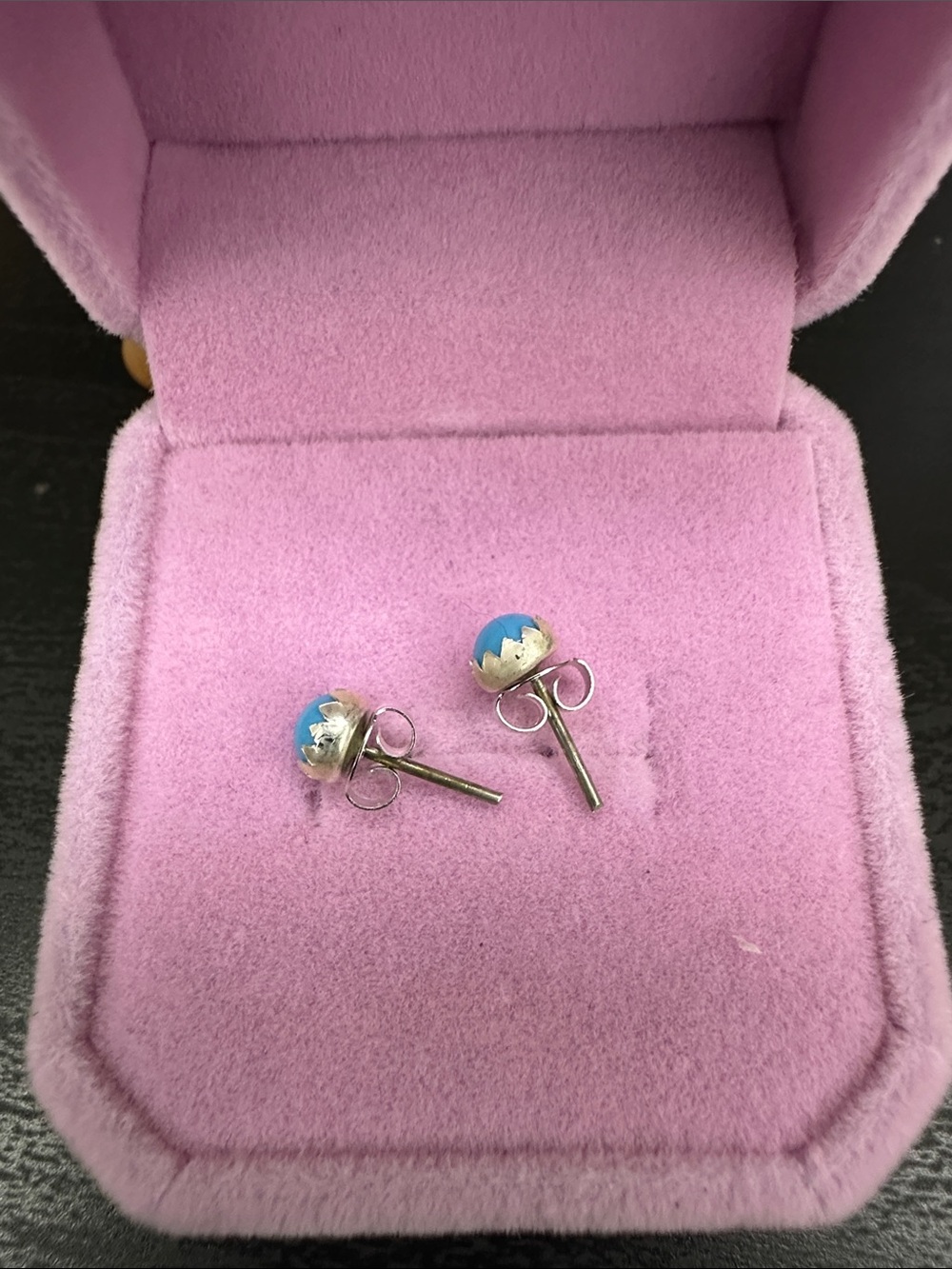 Turquoise 925 Sterling Silver Stud Earrings - Picture 2 of 4